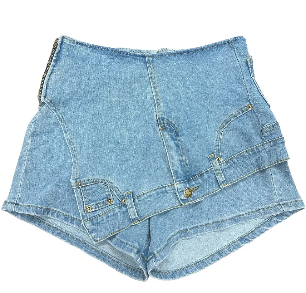 Thumbnail: Women’s Y2K Irregular Skinny Stretch Denim Shorts