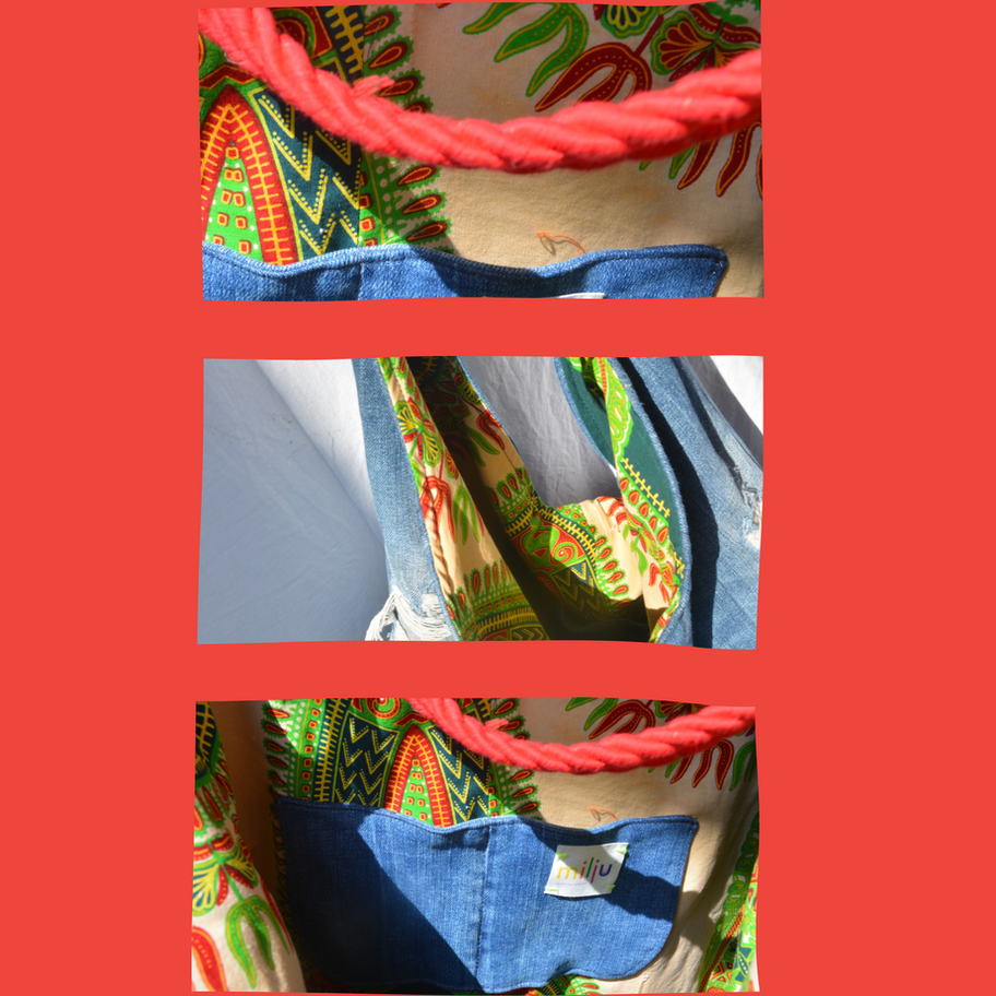 détail du sac en jeans