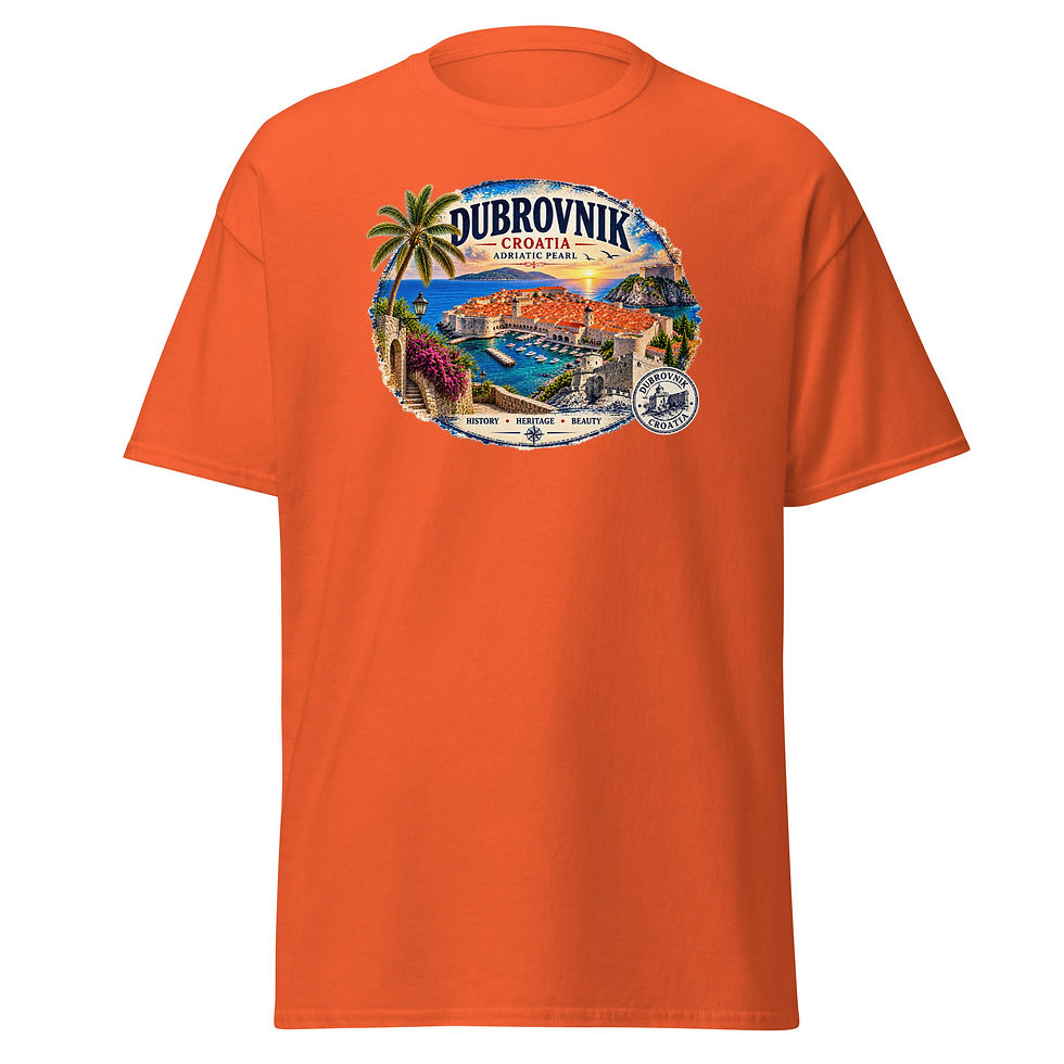 Miniaturbild: Dubrovnik Kroatien T-Shirt – Adriatic Pearl Vintage Design