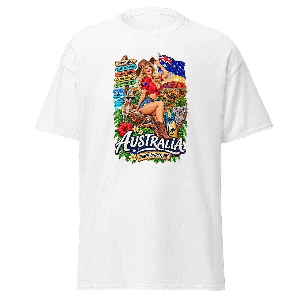 Thumbnail: Australien T-Shirt – Down Under Pin-up & Outback