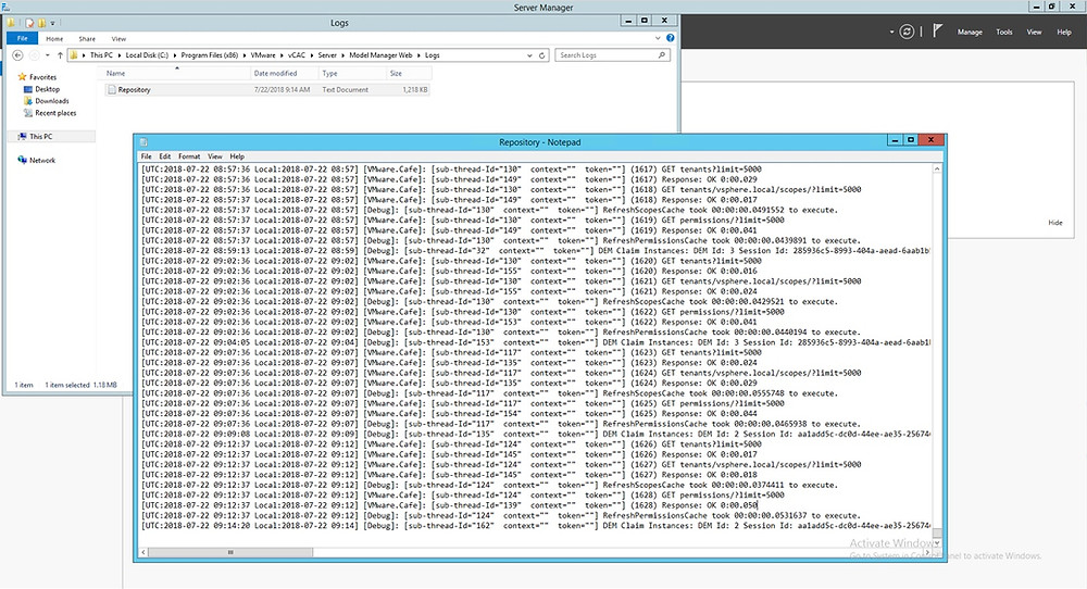 Verifying Repository.log