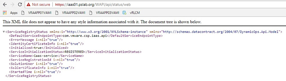 Checking if iaas-service is registered