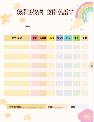Blank Kids Chore Chart – 19‑Page Printable Set with Printable Resale Rights