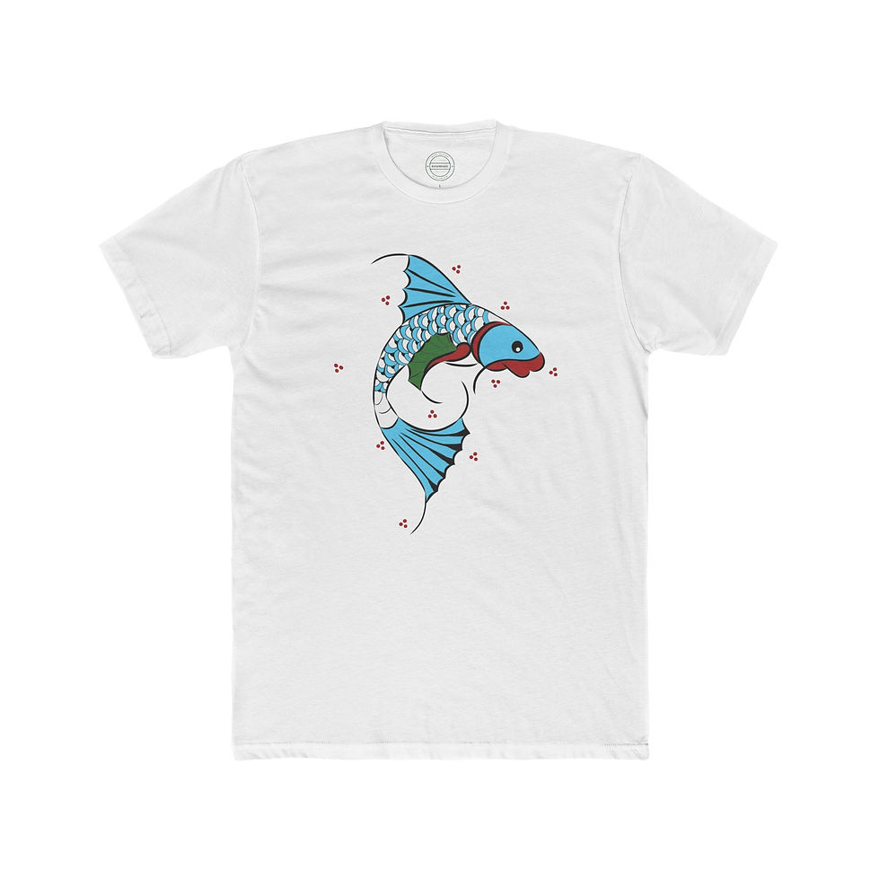 Thumbnail: Artistic Koi Serenity Unisex Cotton Crew Tee