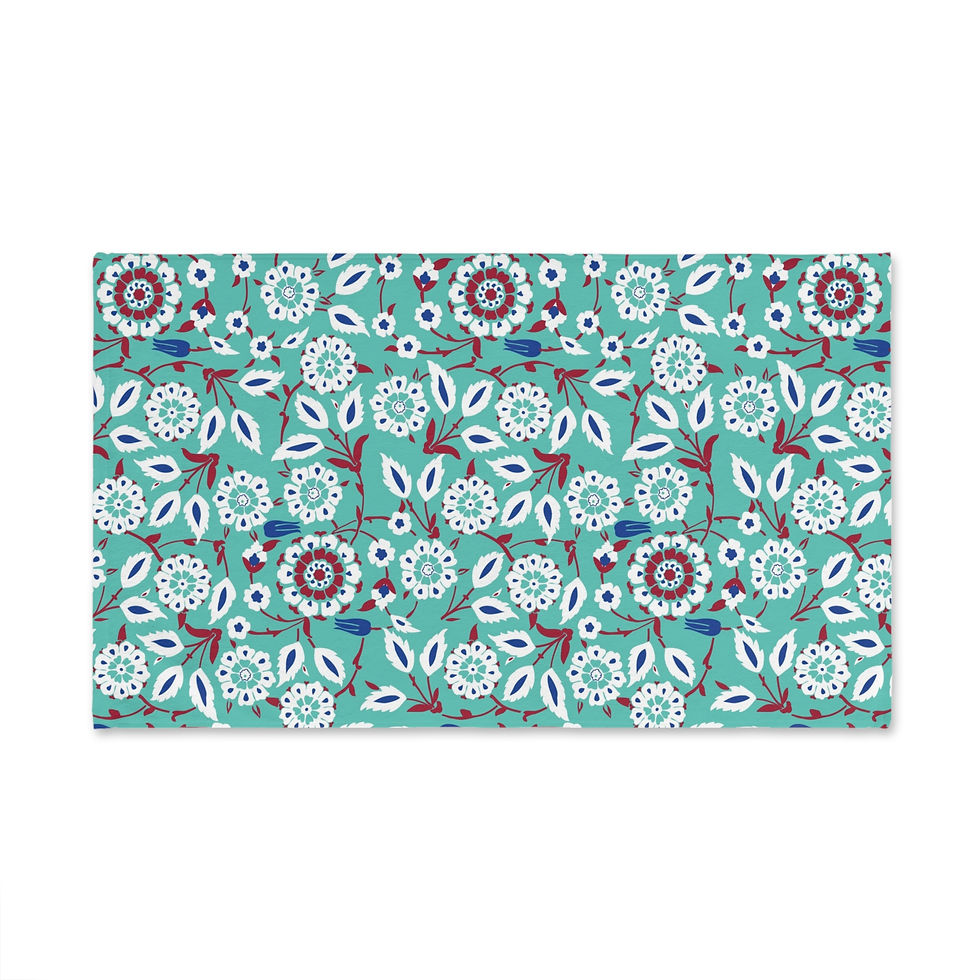 Thumbnail: Floral Mint Hand Towel — Vintage Garden Flower Pattern