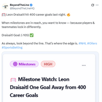 Draisatl 400 Goals Hit