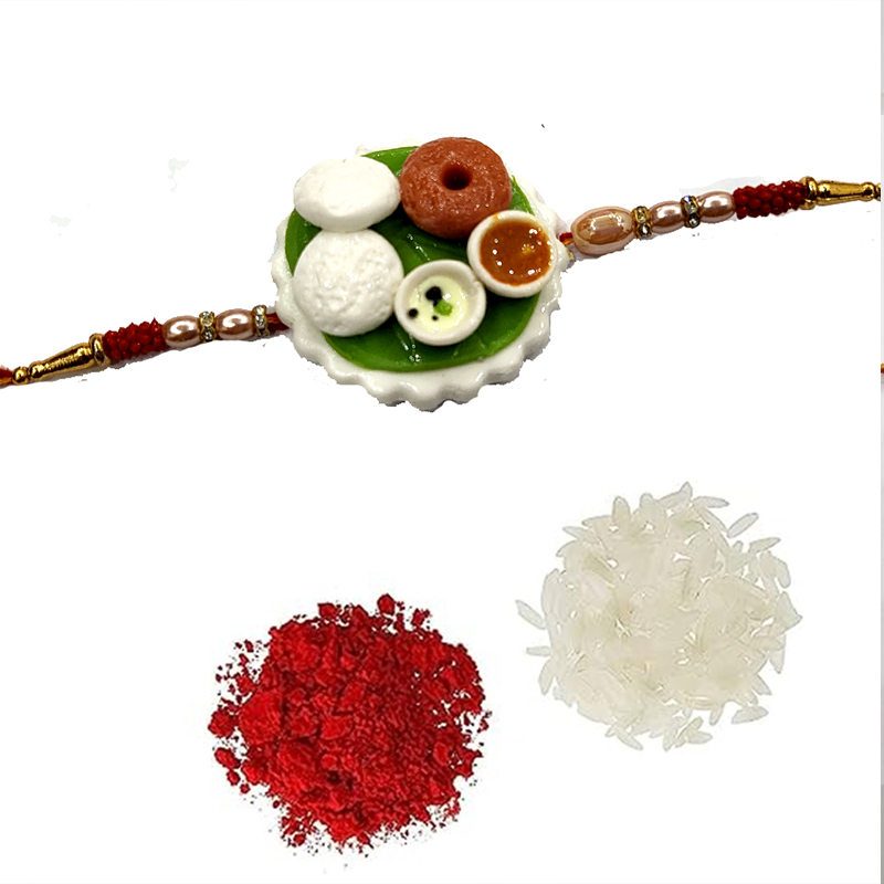 Thumbnail: Idli Sambhar Food Clay Designer Rakhi