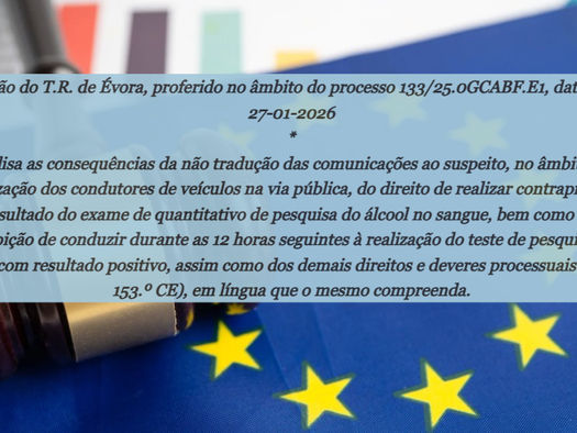 Acórdão do T.R. de Évora, proferido no âmbito do processo 133/25.0GCABF.E1, datado de 27-01-2026