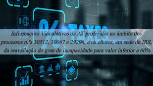 Informações Vinculativas da AT proferidas no âmbito dos processos n.ºs 30512, 30067 e 29294, e os efeitos, em sede de IRS, da reavaliação do grau de incapacidade para valor inferior a 60%