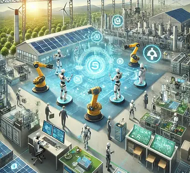DALL·E 2025-01-21 15.30.53 - A futuristic concept of Industry 5.0, showcasing a harmonious