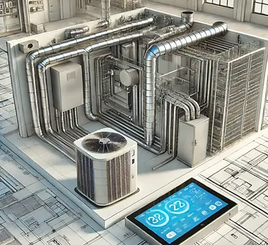 DALL·E 2025-01-21 15.29.05 - A detailed 3D rendering of a modern HVAC (Heating, Ventilatio