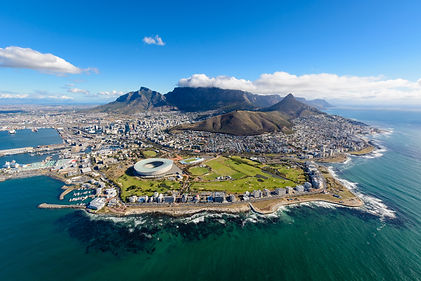 Aerial view of Cape Town, South Africa on a sunny afternoon. Photo taken from a helicopter
