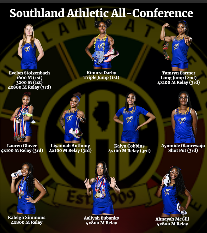 The girls who are on the all-conference for track take a photo. Picture courtesy from Mr. Mueller.