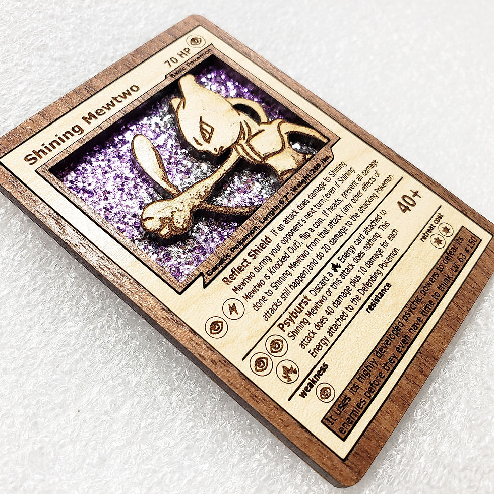 Mewtwo Shining Wooden Pokemon Card