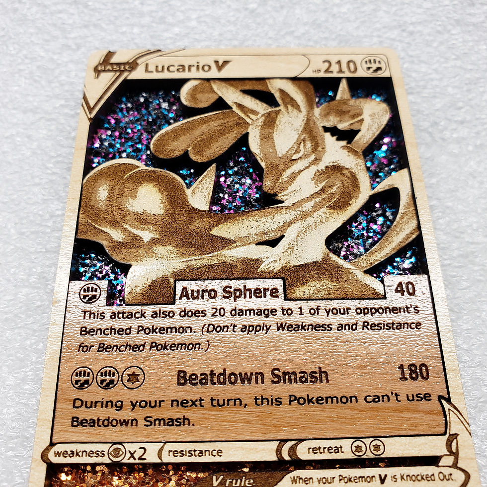 Lucario V Full Art Wooden Pokemon Card
