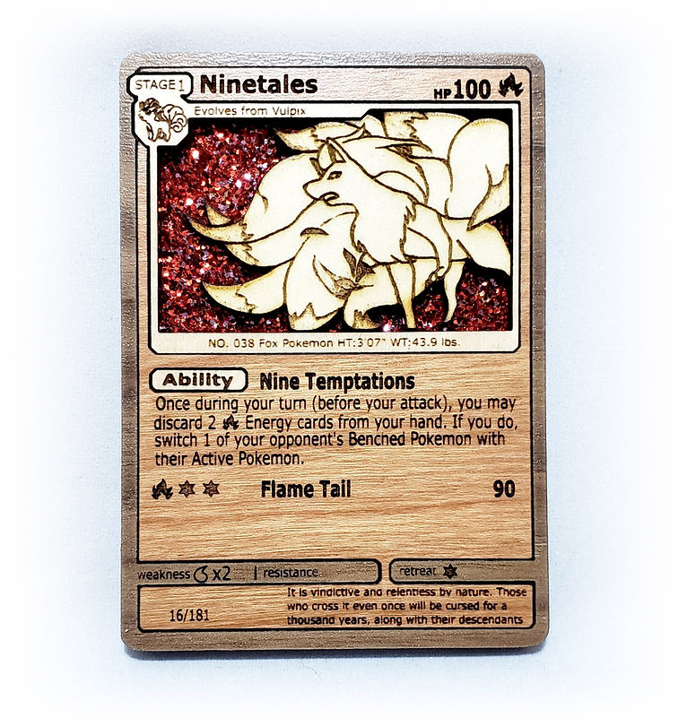 Ninetales Wooden Pokemon Card Holo Pokemon Gift Wood Pokemon Card  Holographic | FPCCreations