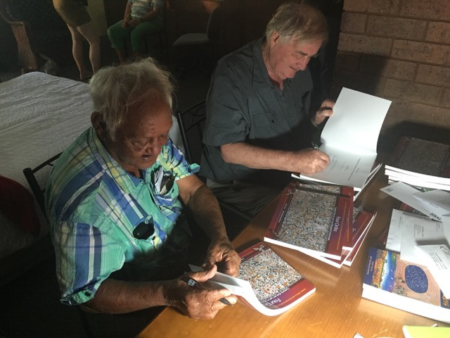 Bill and Hugh signing Four Circles and Dark Sparklers