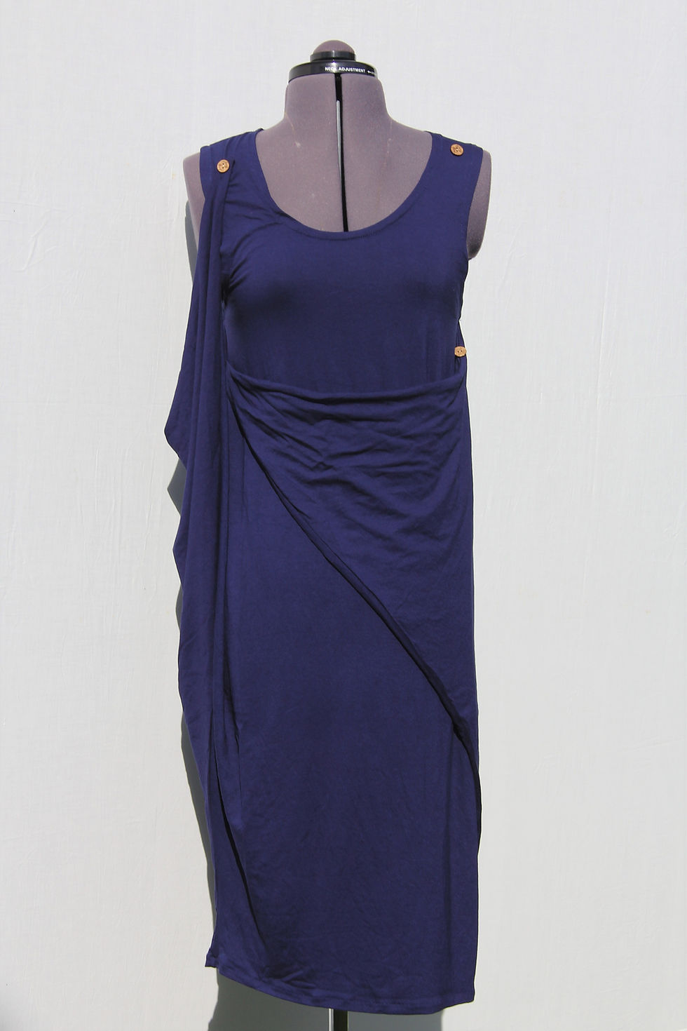 Thumbnail: front view of a convertible dress in Navy viscos