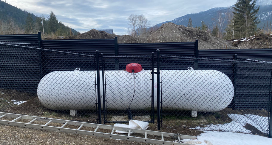 propane tank compound built with industrial strength black chainlink fencing near vernon bc