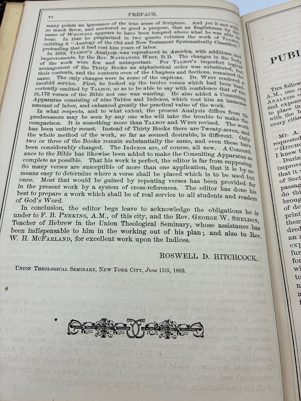 Thumbnail: Antique 1869 Hitchcock's Holy Bible Complete Analysis Illustrated 