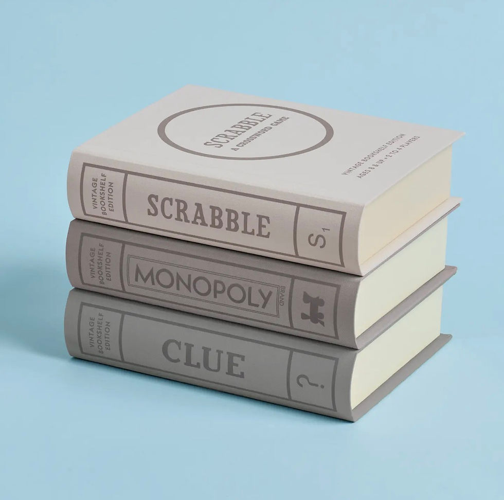 Thumbnail: WS Game Vintage Board Game Bookshelf Collection-Scrabble, Monopoly, Clue