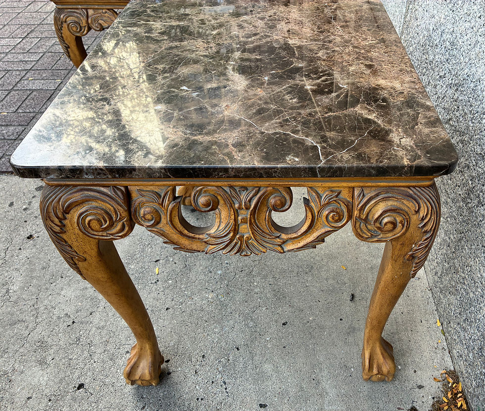 Thumbnail: Beautiful Ornate Marble Top Side or Coffee Table, Rectangular 28”x24”x 24”Height