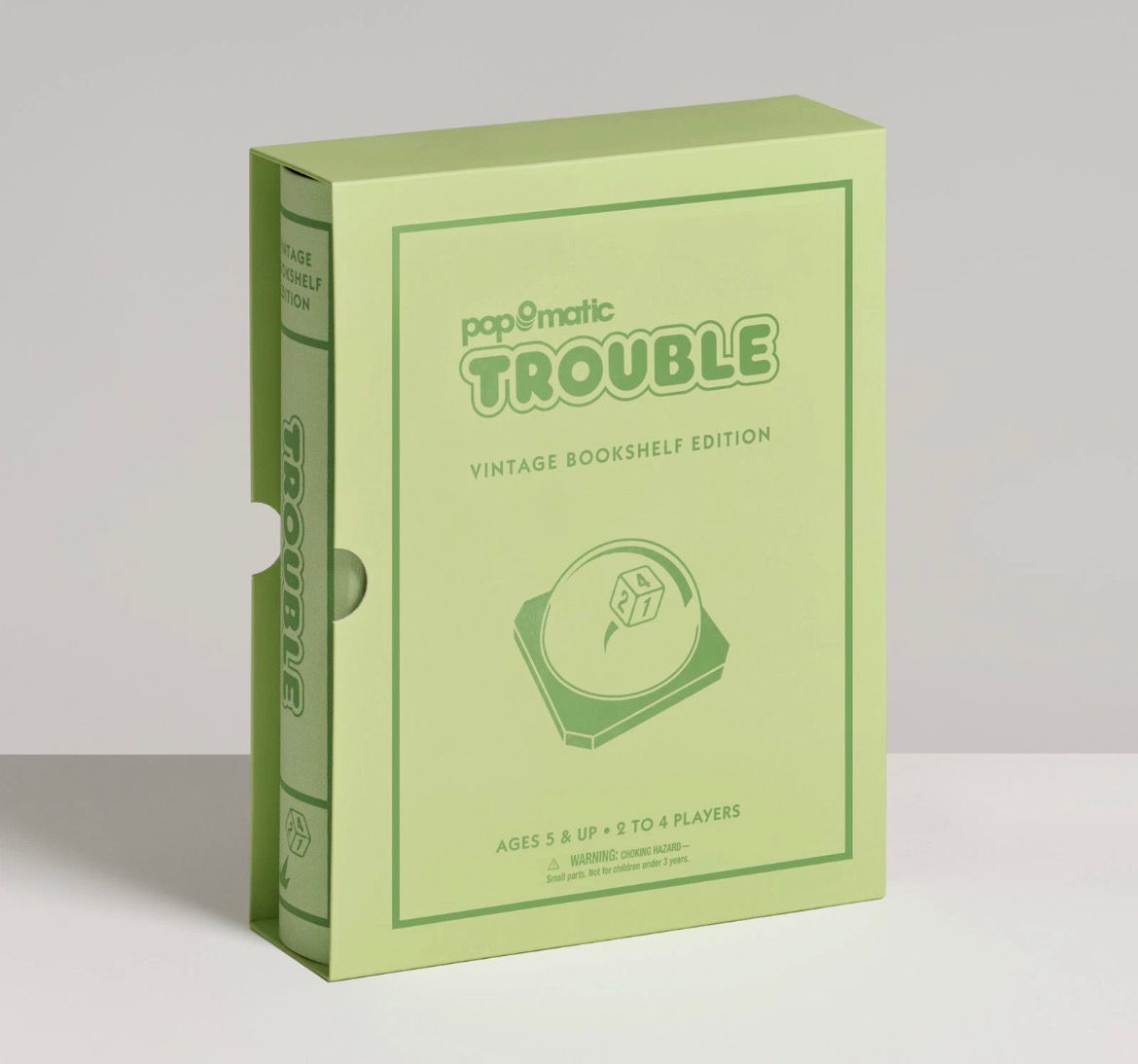 Trouble Vintage Bookshelf Edition Board Game Linen Book Case by WS Game Company