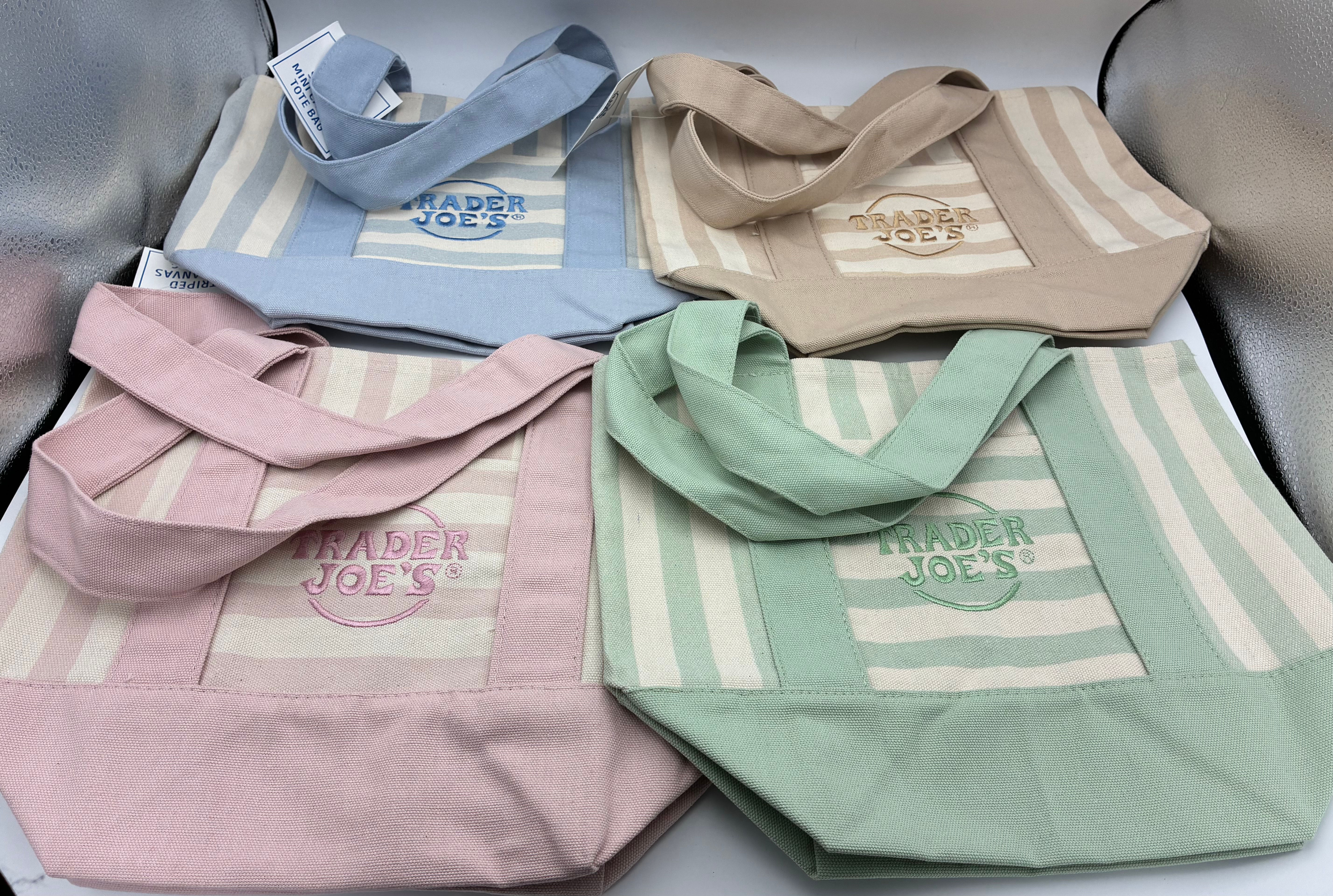 Limited Edition, Trending, 4- Pack Trader Joe’s Striped Mini Size Tote Bag