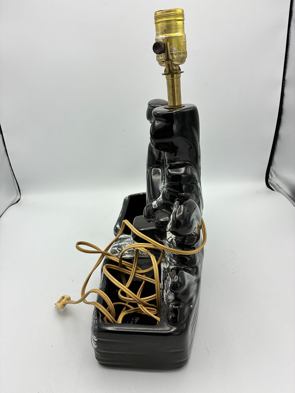 Thumbnail:  Vintage Mid-Century Modern Black Panther Ceramic Lamp or Planter, 14”L x 10.5”H