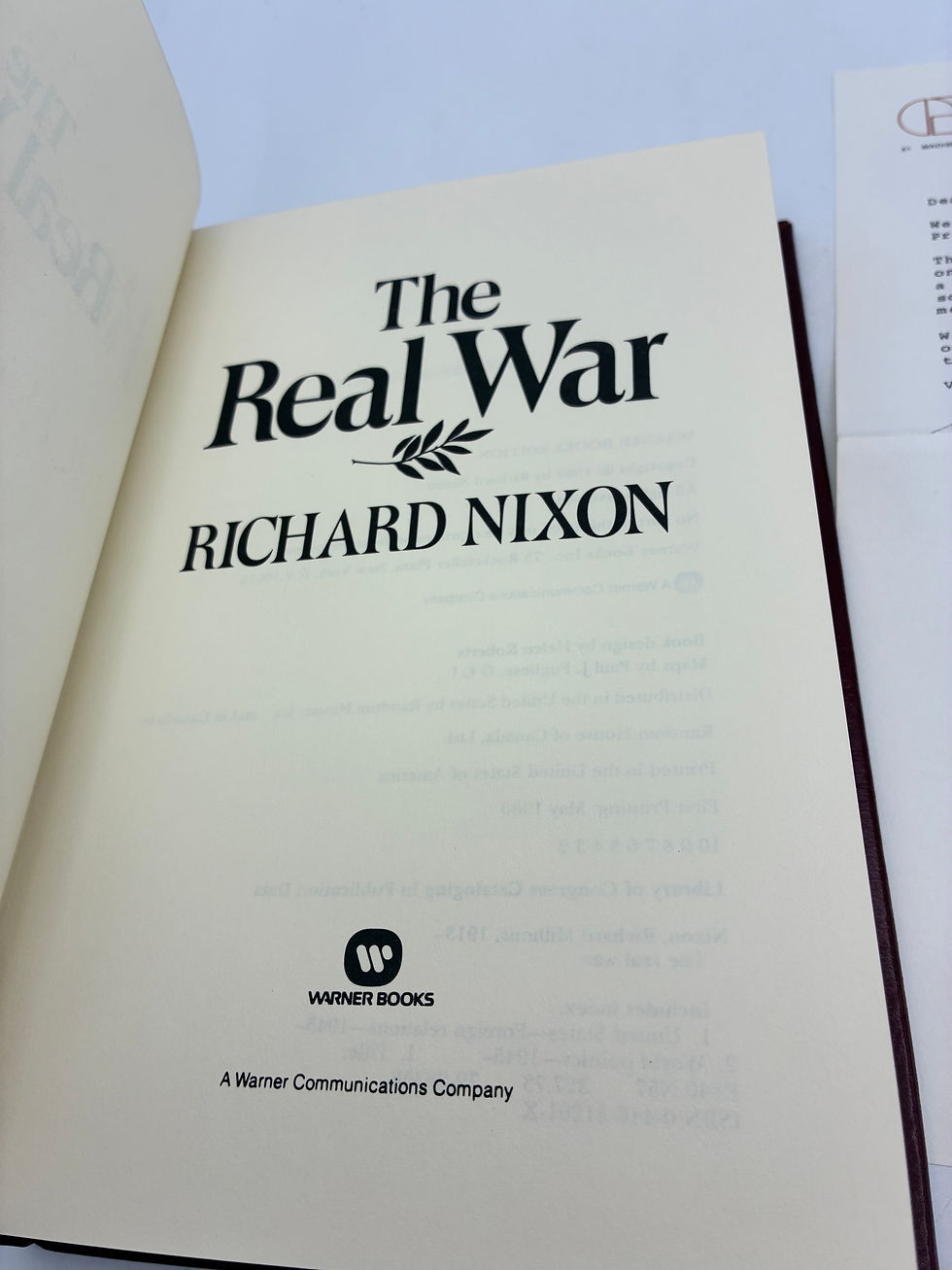 Thumbnail: The Real War by Richard Nixon- 1980 Warner Books- Signed, Certificate, Leather