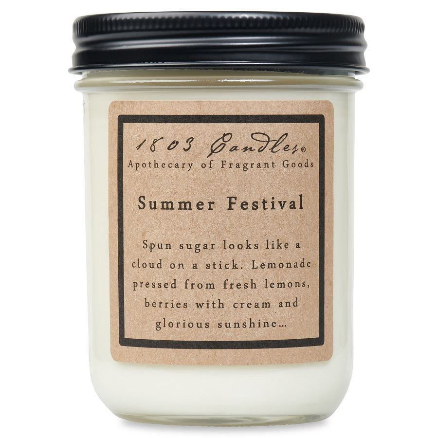 1803 jar candle 100% soy wax, Summer Festival, sugared lemons and cotton candy, 80 hour burn time