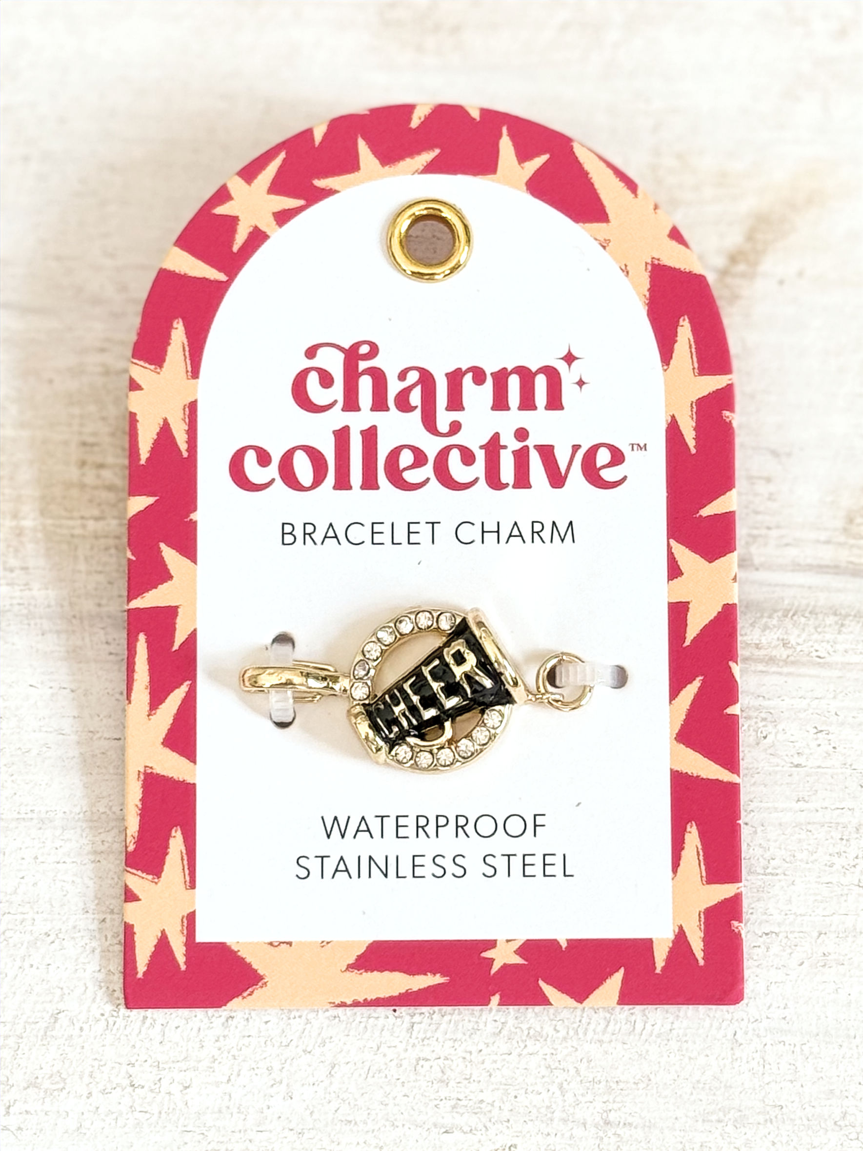 waterproof stainless steel bracelet charm of megaphone for cheer, use w/ the charm collective collection to build a bracelet