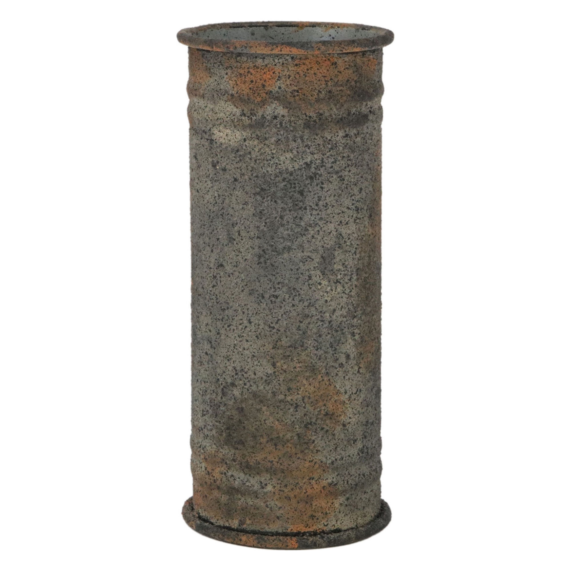 5" x 12" tall metal cylinder with black textured finish, use for fresh or faux flowers