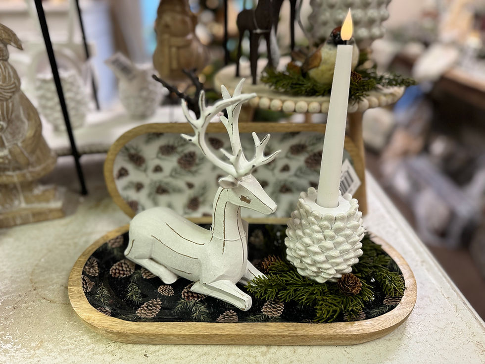 3.5" tall resin pinecone taper candle holder, white with glitter snow coating