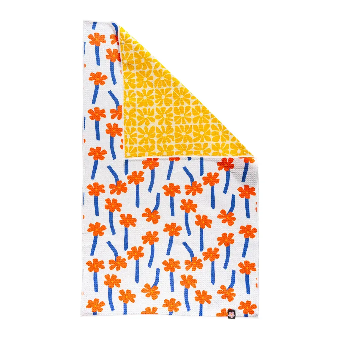 18"X30" towel, 100% microfiber Double sided print Waffle Weave knit construction makes this towel absorb 7 times its weight