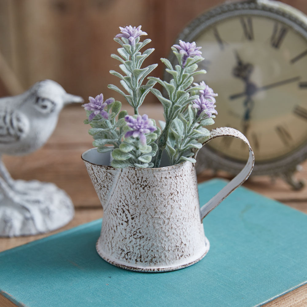 4” x 3” mini pitcher, metal with white distressed finish