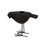 Thumbnail: 5” high by 5.5” wide by 3” deep, matte black crow looking sideways with metal feet, taper candle holder in top of crow