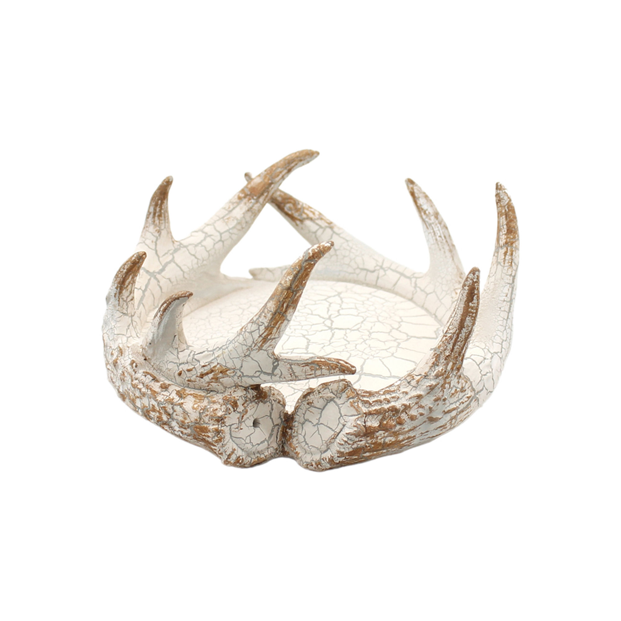 3.5" resin pillar candle holder encircled with resin antlers