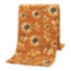 26" x 18" burnt orange tea towel, all over print of sunflowers & pumpkins
