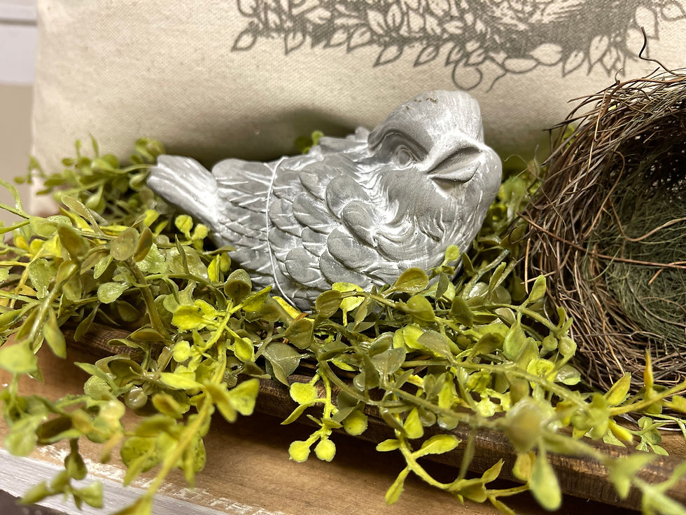 Gray concrete bird. 3" x 4.5"