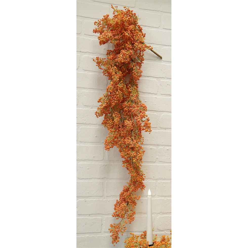 32" long dripping garland pick, tiny berries in varying shades of orange, perfect for fall & Halloween decor
