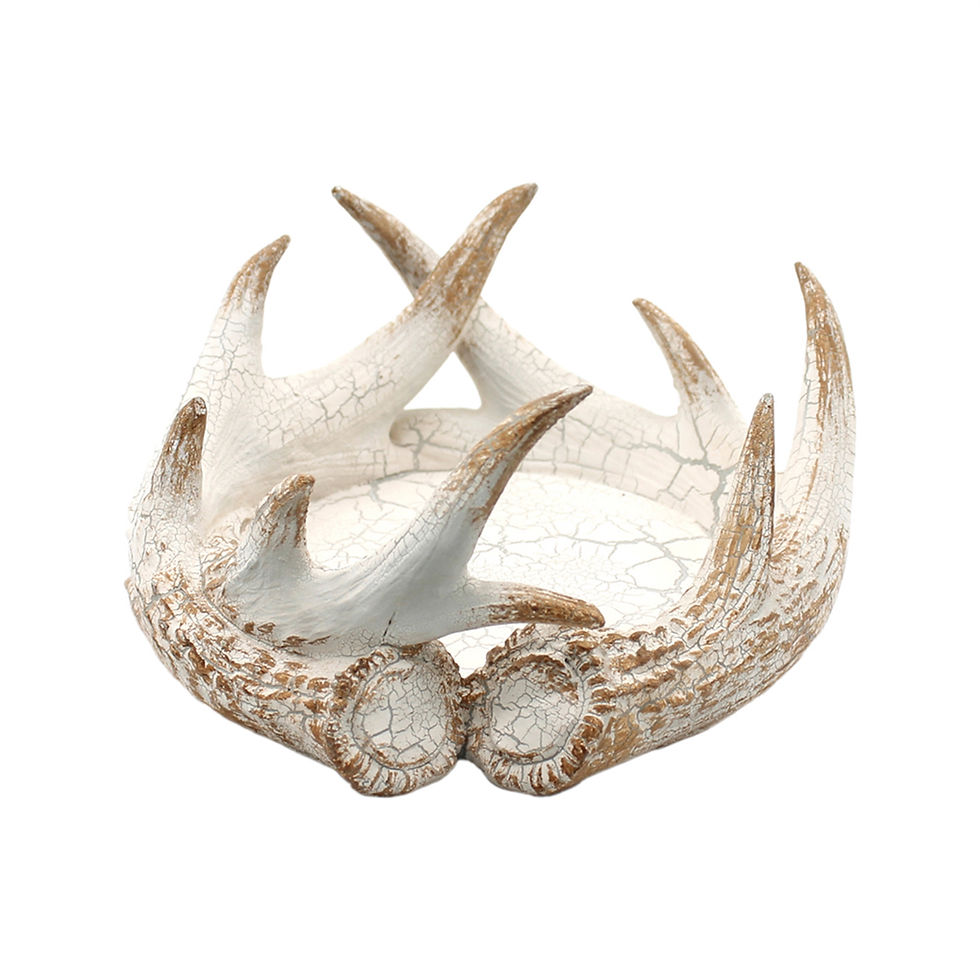 4.25" Candle holder, antlers encircle the pillar candle holder, resin