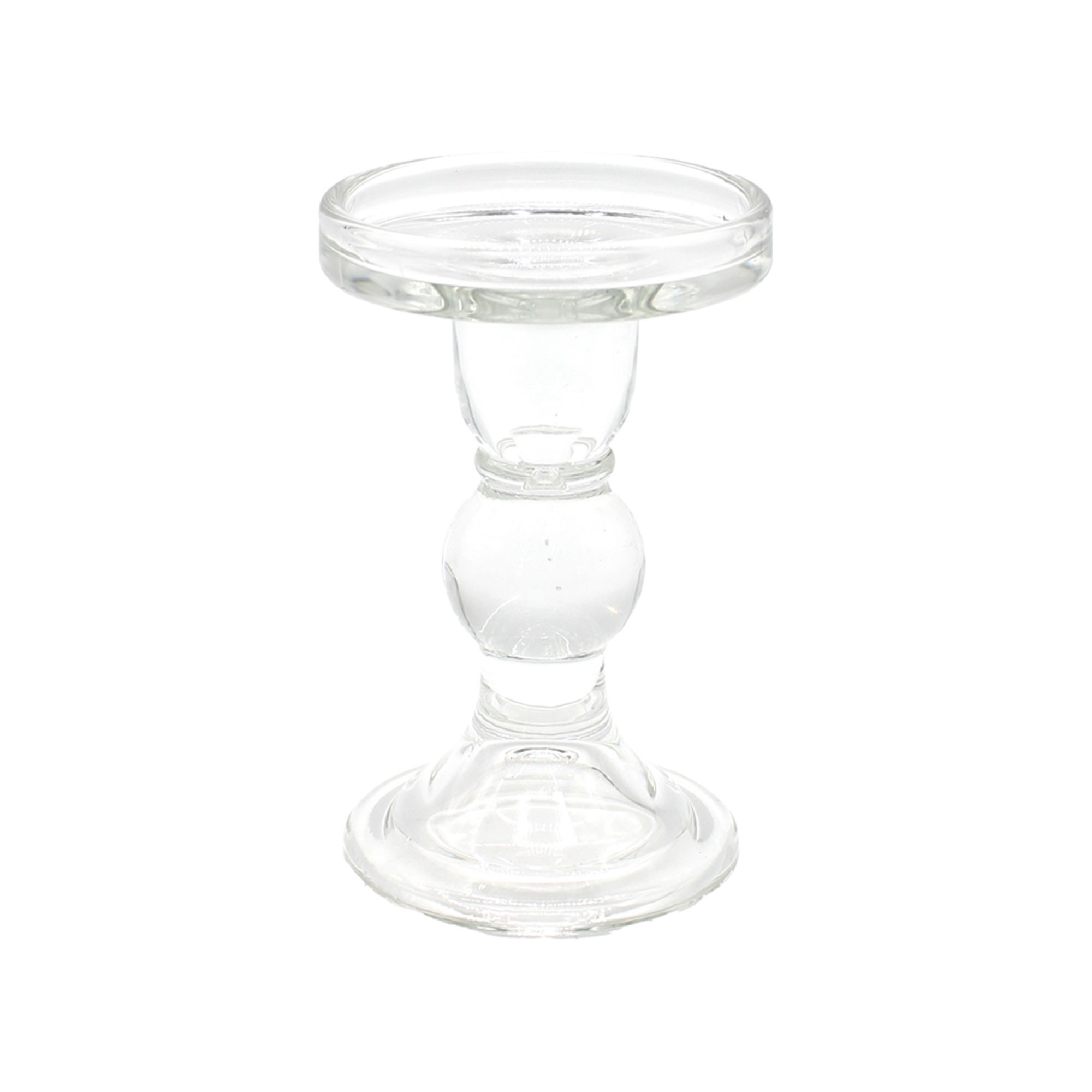 3.25" x 5.25" clear glass candle holder for pillar candles & taper candles