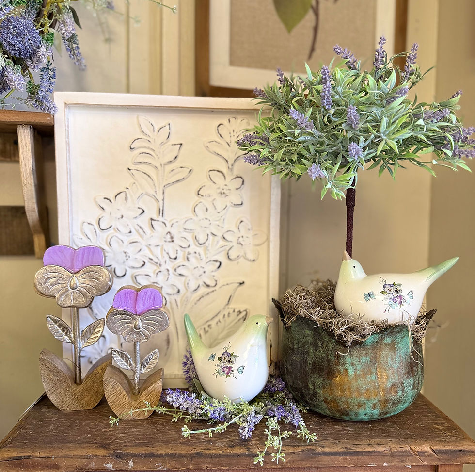 Thumbnail: 12" x 1" x 16" pressed wood embossed floral design in a wood frame, all is distressed white