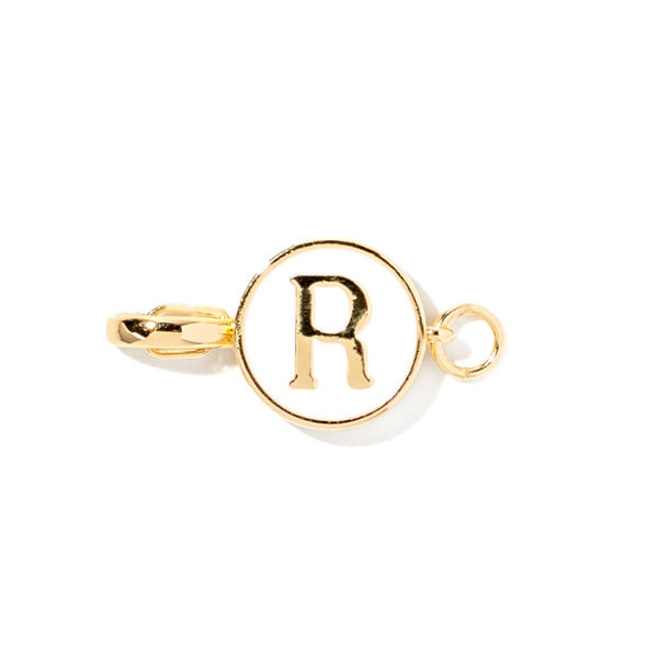 waterproof stainless steel bracelet charm "R", use with the charm collective collection to build a bracelet