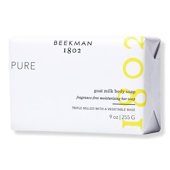 Beekman 1802 Pure fragrance-free goat milk body soap, 9 oz triple-milled bar.