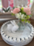 8.25" x 7.5" glass vase of 3 light pink chrysanthemums & foliage