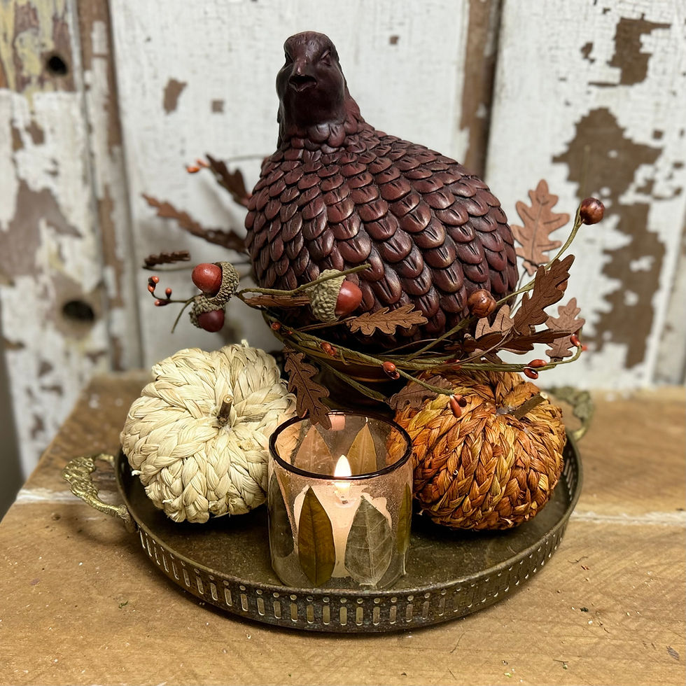 2.75" diameter x 3" H Glass votive cup covered in acrylic and embedded with dried leaves