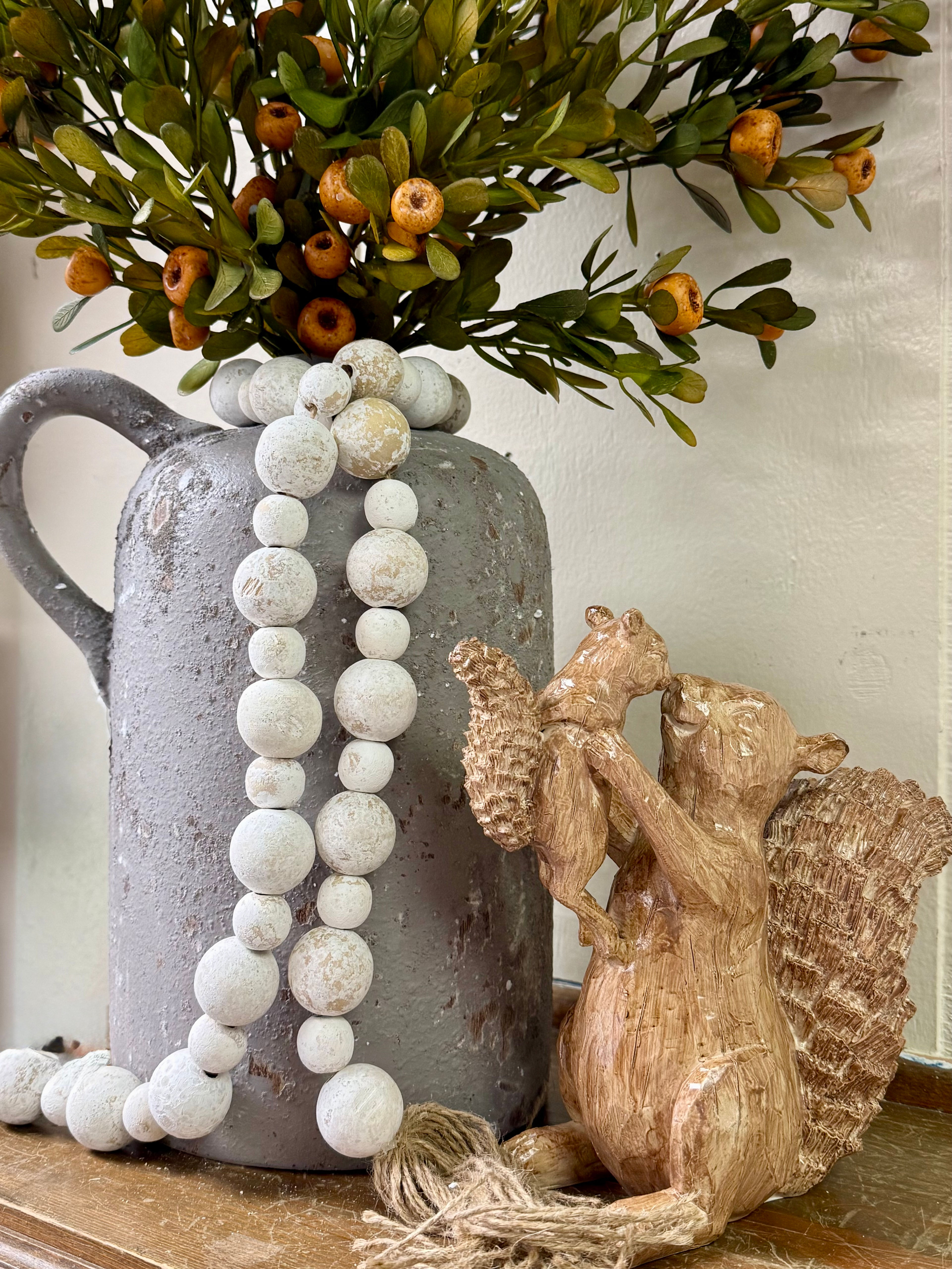 12" tall gray textured jug with handle