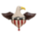 11" x 14.75" recycled vintage metal hanger, cutout shape of an eagle on top half & a patriotic shield on bottom half